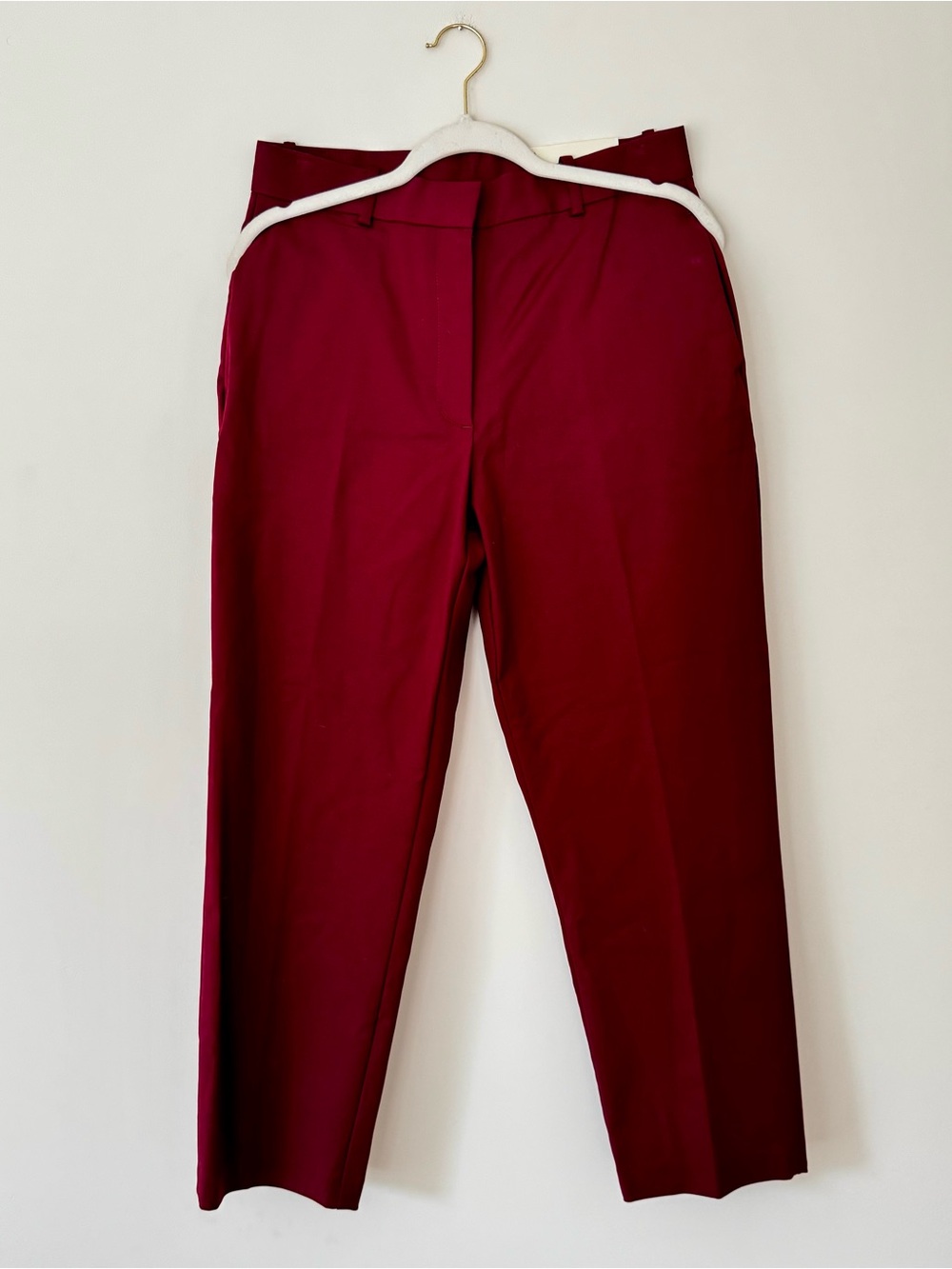 NWT Calvin Klein Tailored Tapered Ankle Trousers, Burgundy / Red – Size 6
